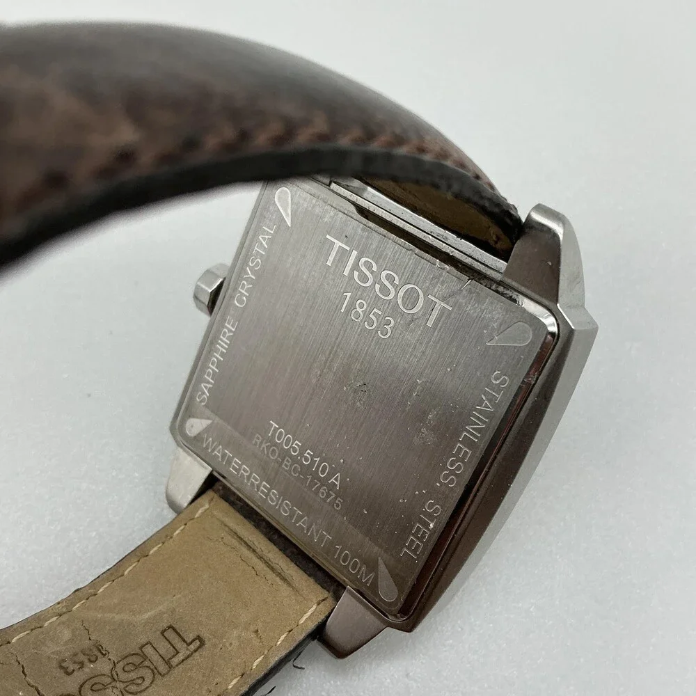 Tissot Men Watch 37mm Brown Dial Brown Leather Swiss Date T005.510.A New Battery